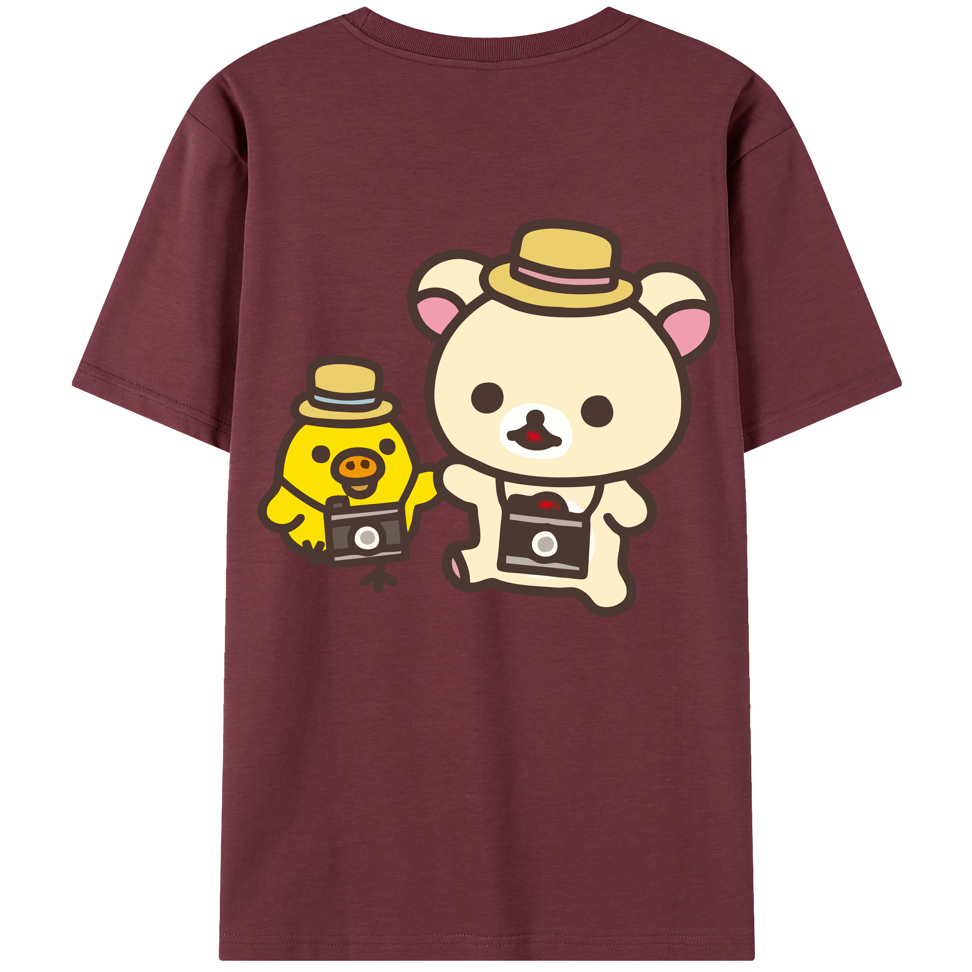 （画像用） リラックマ リラックマ キイロイトリ Rilakkuma Korilakkuma Kiiroitori 綿100％半袖Tシャツ（背面プリント）